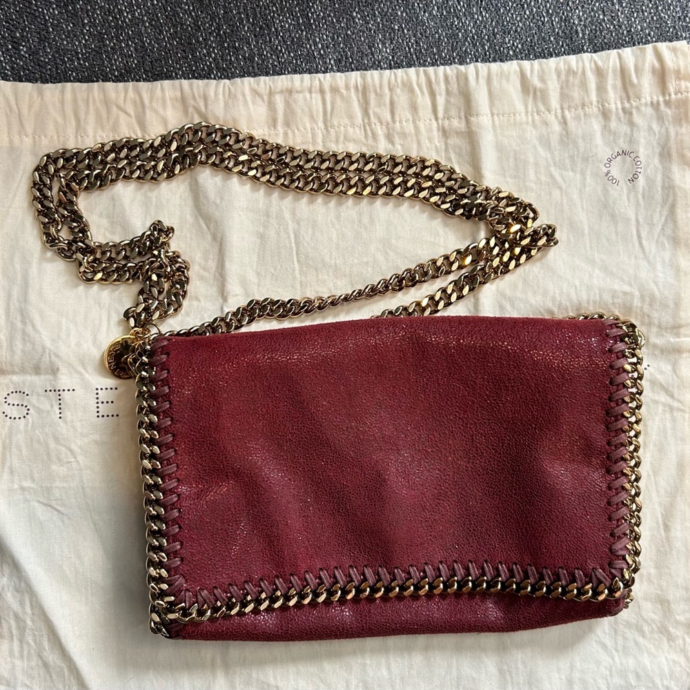 Stella McCartney Burgundy Crossbody Bag with Gold Chain